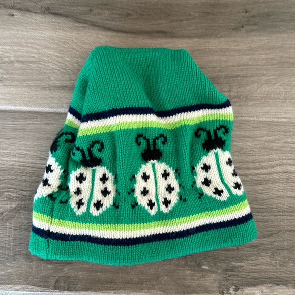 Vintage Aris Ski Hats 100% wool lady bug print beanie hat - Picture 1 of 4